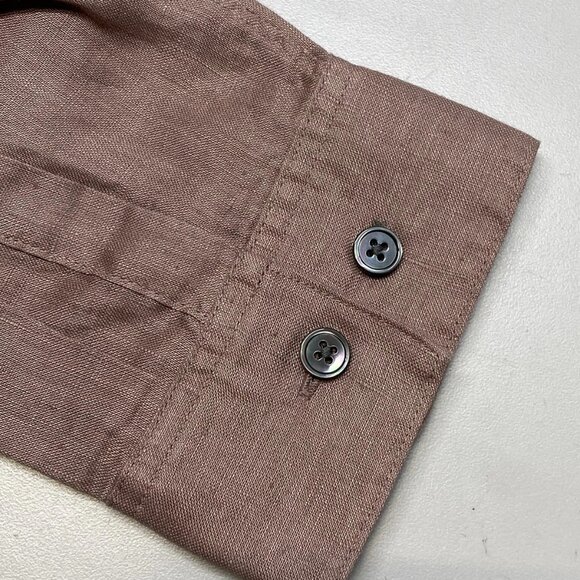 Theory Men’s Standard-Fit Linen Button-Down Shirt – Antler Red – - Picture 2 of 11